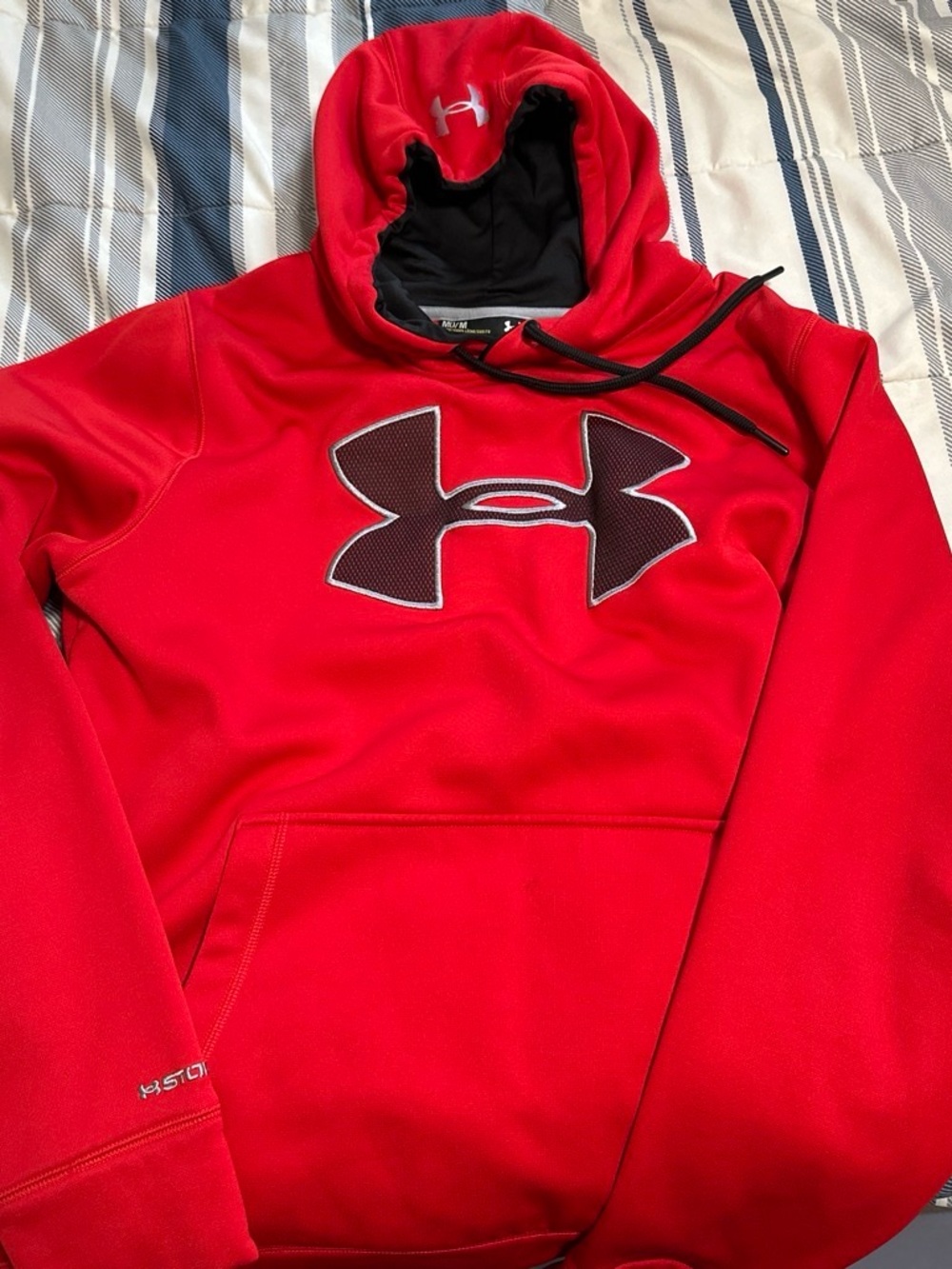 Under Armour Red Hoodie with Black Lined Hood and Logo